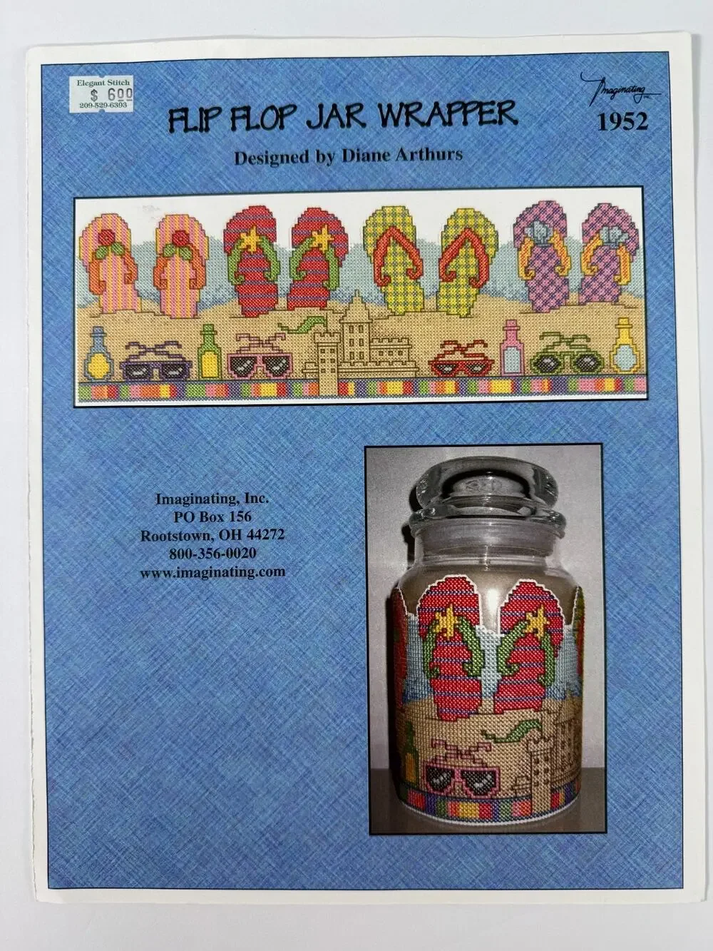Imaginating Flip Flop Jar Wrapper Cross Stitch Chart Diane Arthurs Summer